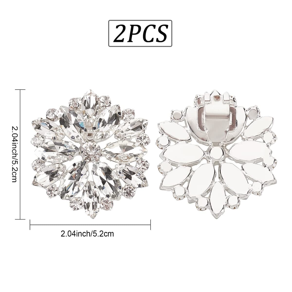 CRASPIRE 2PCS Crystal Shoe Clips Rhinestone Crystal Shoe Clips Charms Wedding Bridal Shoe Buckles Elegant Rhinestones Flower Clips for Jewelry Shoes Clothing Bags Hats Decor — view 2
