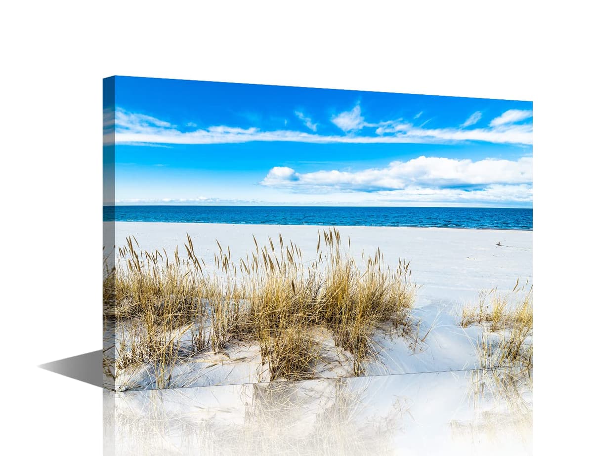 Wall Art for Living Room Beach Canvas Art Wall Decor Blue Sea Sunset Pictures Print on Canvas Natural Landscape Painting Seascape Artwork Stretched Framed Ready to Hang 12x18inch — view 15