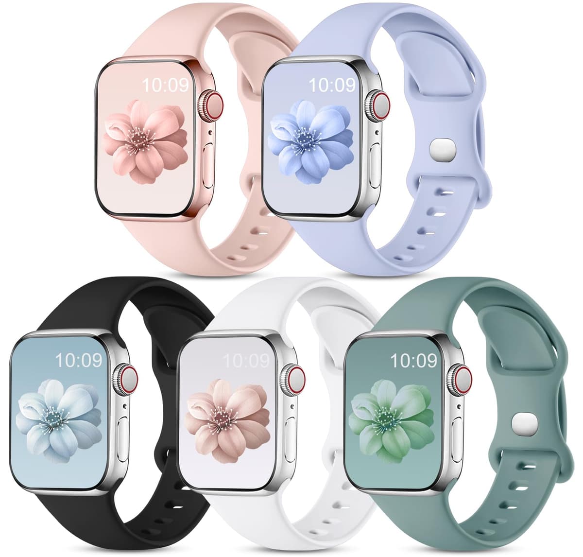 CeMiKa 5 Pack Straps Compatible for Apple Watch Strap 38mm 40mm 41mm 42mm 44mm 45mm 46mm 49mm, Soft Silicone Sport Band for iWatch Series 11 10 9 8 7 6 5 4 3 2 1 SE SE3, Women Men — view 9