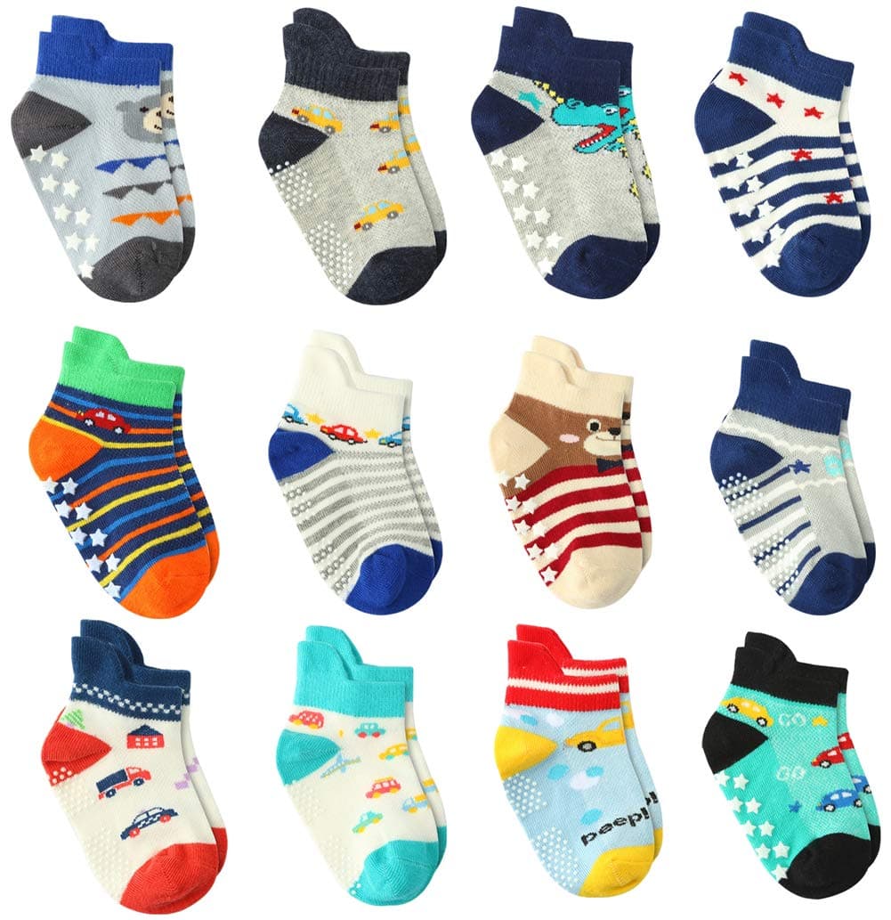 12 Pares para Algodón Niños Pequeños Antideslizantes Calcetines, Algodón Calcetines Antideslizantes para Niños — view 5