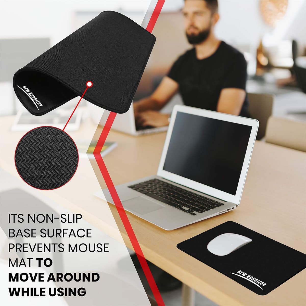 New Horrizon Mouse pad, Gaming mouse mat, large mouse pads. Mouse Mat Gaming 290x210x5mm Mice mat, Black mouse mats, Non slip Rubber base desk mat — view 6