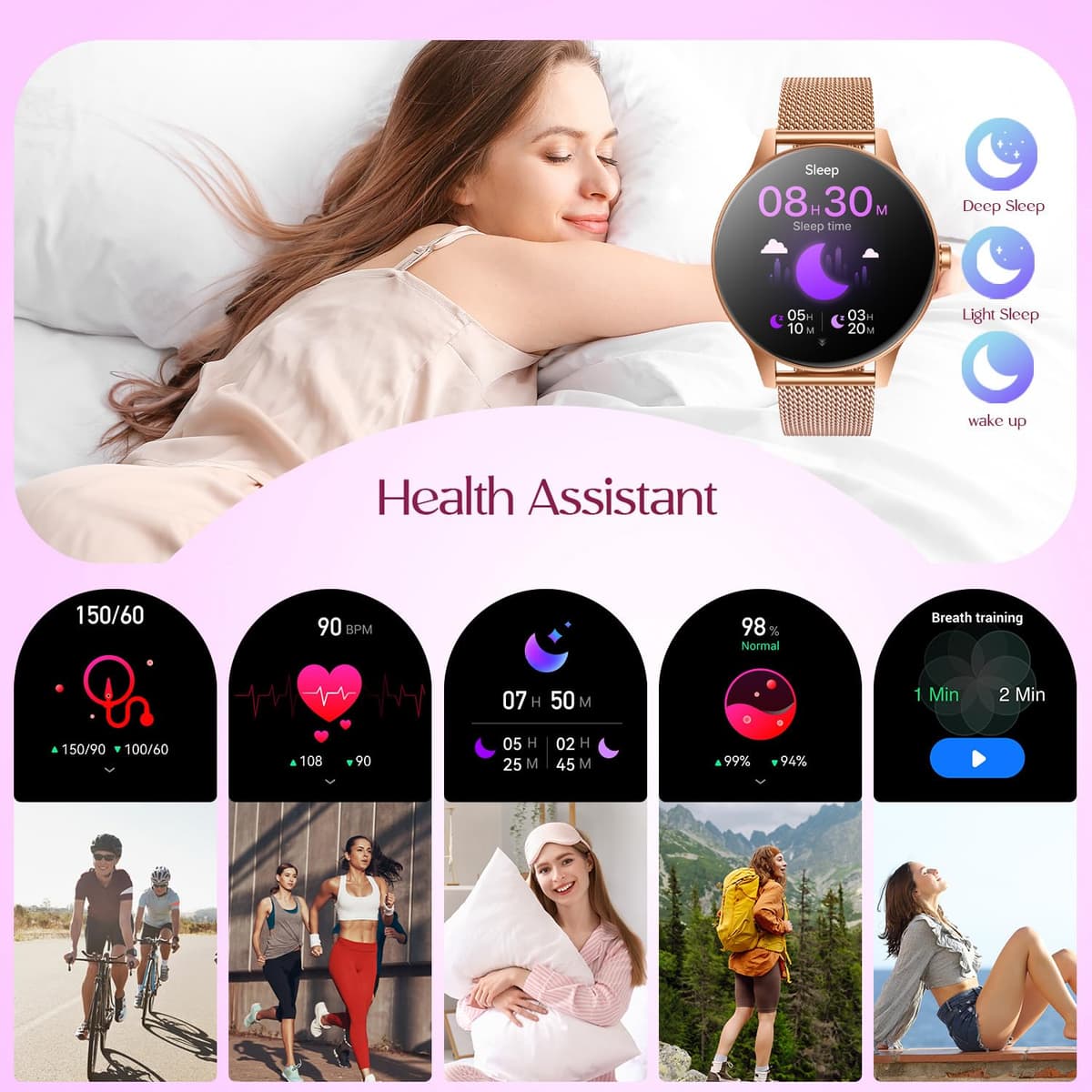 Smartwatch Reloj Inteligente Mujer con Llamadas：1.27" TFT Smart Watch Bluetooth IP68 Impermeable con Frecuencia Cardíaca SpO2 Sangre Presión Arterial Monitor Sueño 110+ Modos Deporte para Android iOS — view 5