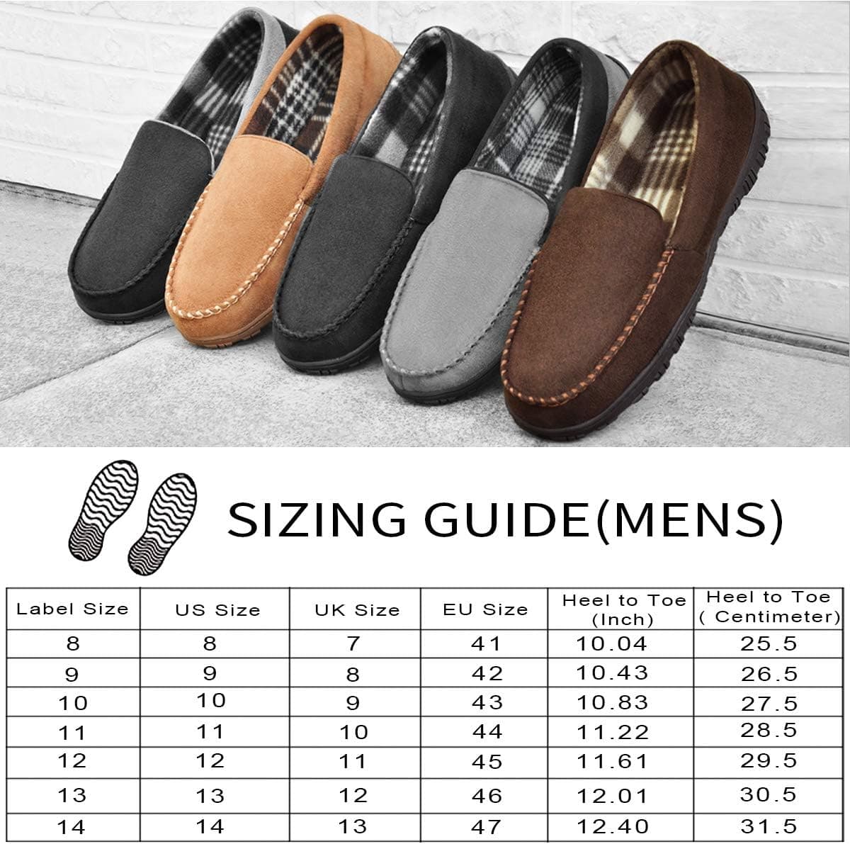 MIXIN Men's Cozy Moccasin Slippers Anti-Skid Slip On House Slippers with Comfy Memory Foam — view 5