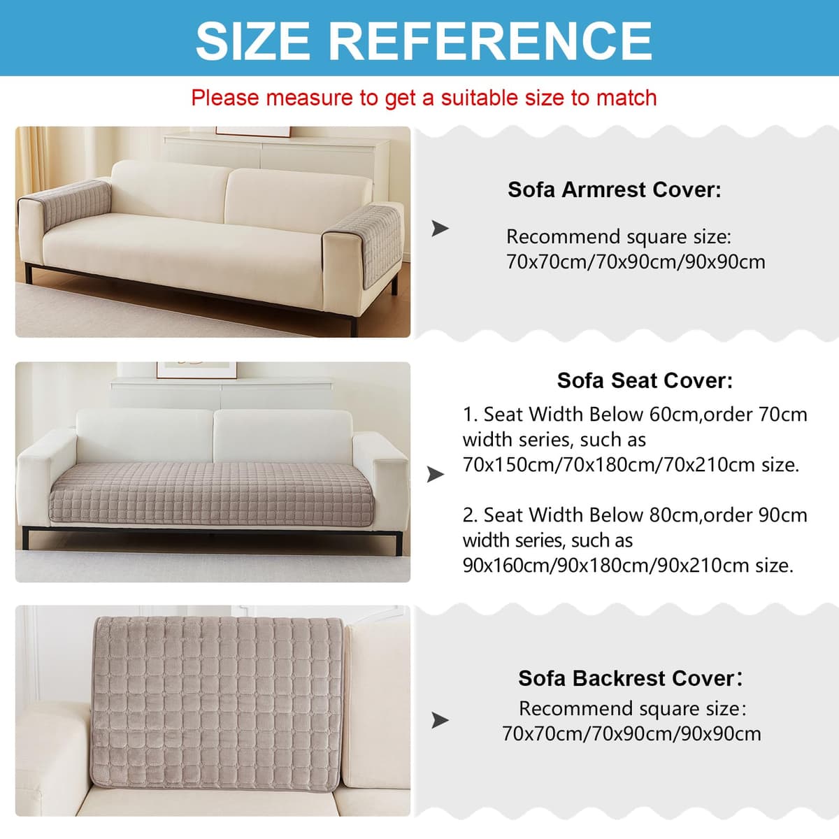 Soft Flannel Sofa Covers Washable - New Sofa Cushion Covers, Non-Slip Sofa Cover 1 2 3 Seater Couch Covers for Sectional Sofa, Sofa Slipcovers L Shape Furniture Protector (Light Coffee, 70x180cm)