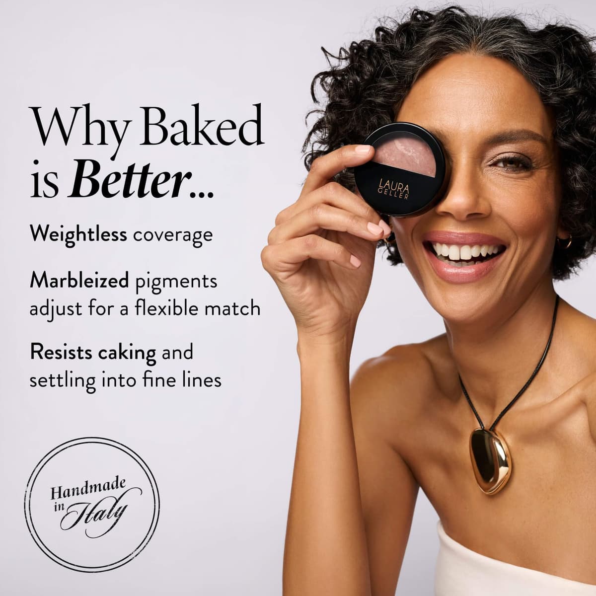 LAURA GELLER Baked Balance-n-Brighten Colour Correcting Powder Foundation (Medium) Buildable Light to Medium Coverage Baked Foundation, Demi-Matte Finish — view 7