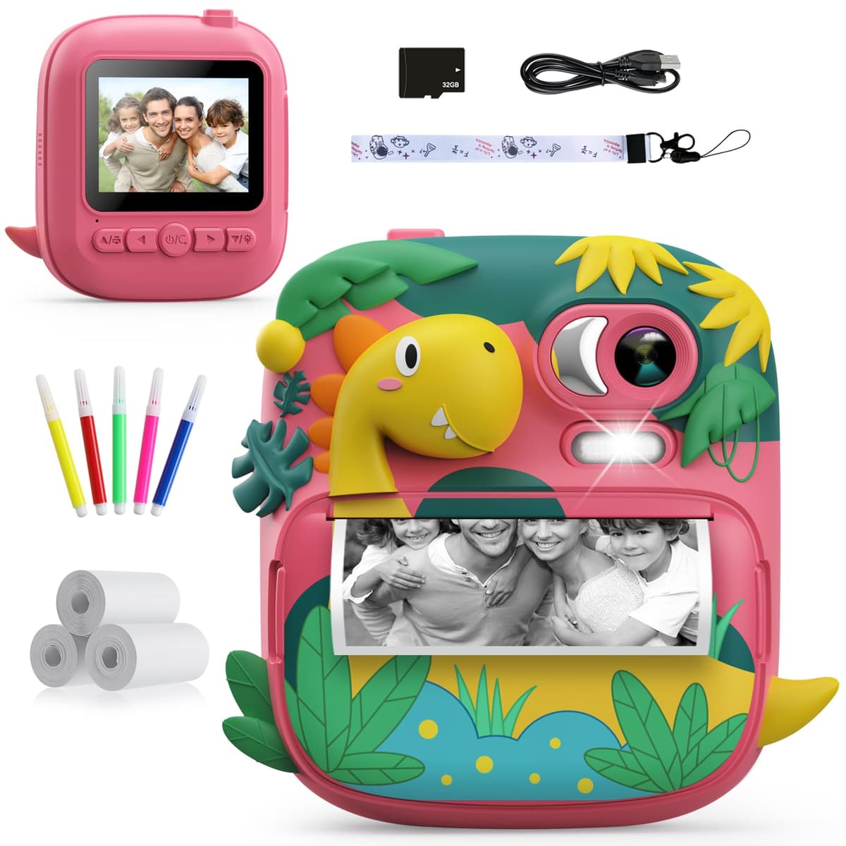 Camara Fotos Infantil Instantanea, CAMCLID 2,4 Pulgada Cámara Instantánea para Niños con Tarjeta de 32GB, Regalo para Niños de 3 a 12 Años(Verde) — view 8