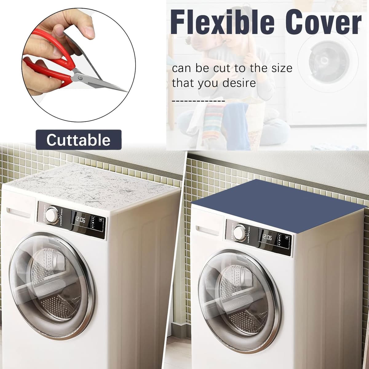 YeahBoom Cubierta Superior para Lavadora y Secadora,60 x 60 cm Cubierta para Lavadora,Funda para Lavadora,Funda Antipolvo para Lavadoras,Secadoras,Cocinas,Autocaravanas,Baños — view 4