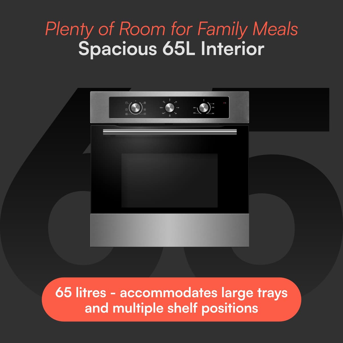 Cookology COF600SS Built-in Electric Single Fan Oven in Stainless Steel - 65 Litre Capacity - Easy Programmable Timer - Minute Minder — view 4