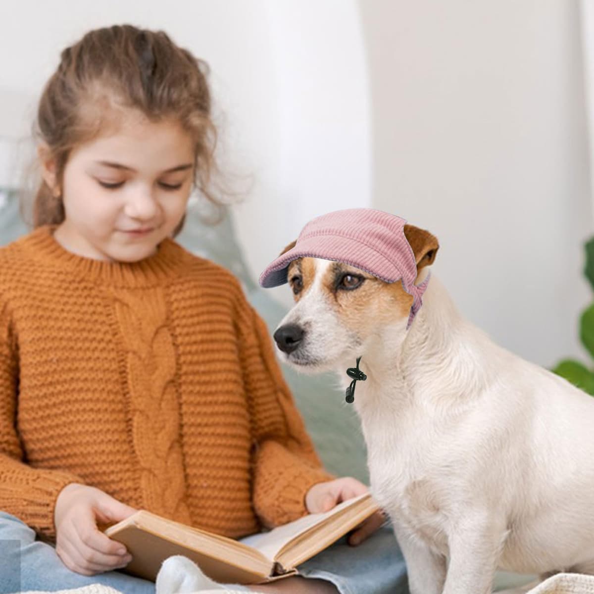 Dog Baseball Cap, Dog Cat Summer Beach Visor Hat with Ear Holes, Adjustable Puppy Sunbonnet Headdress (Pink, Medium) — view 4