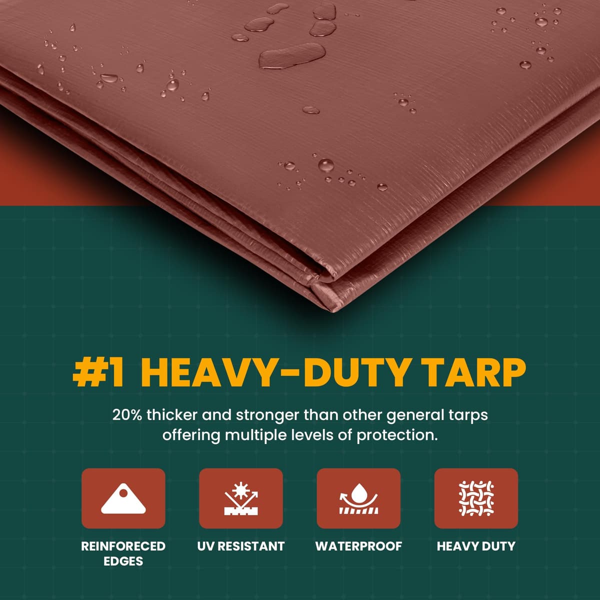 Large Waterproof Tarp- Heavy Duty Thick Poly Tarpaulin Ideal for Canopy Tents, Boats, RV or Pool Covers- Multipurpose Protective Tarps with Grommets for Indoor and Outdoor Use — view 4