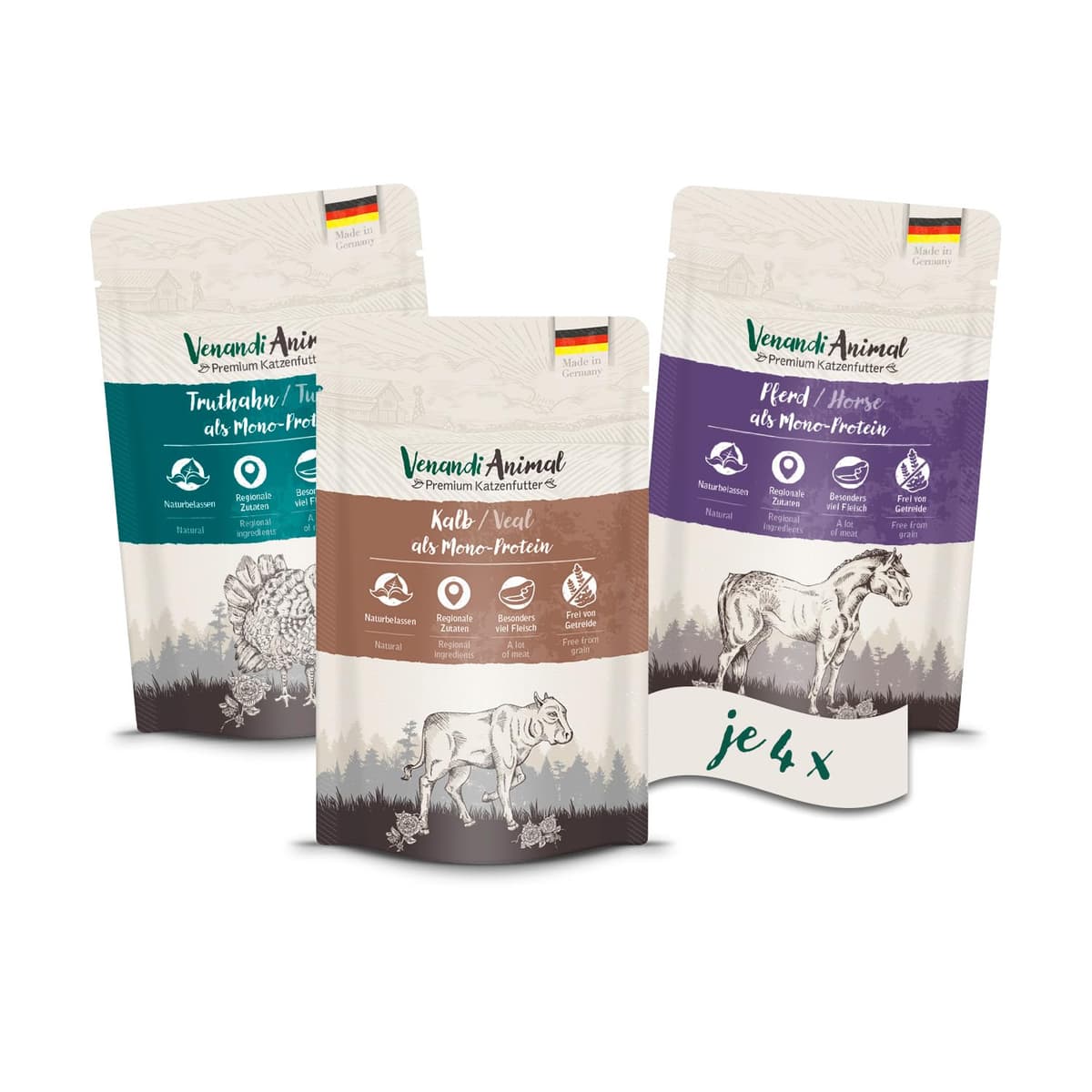 Venandi Animal Premium Cat Food, Horse as Monoprotein, Wet Food, Grain-Free and Natural, Pack of 6 (6 x 200 g) — view 26