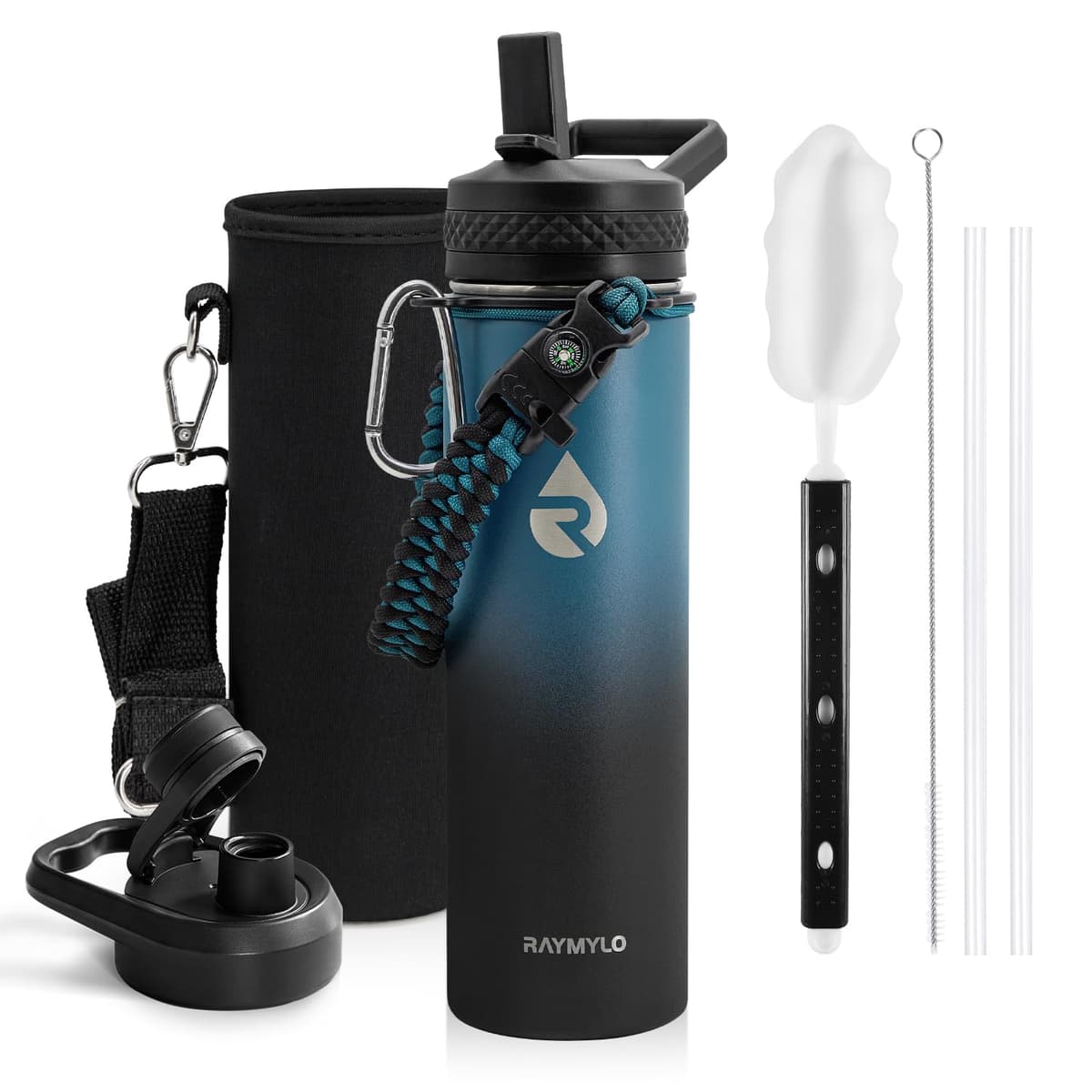 RAYMYLO One Gallon Water Bottle Insulated, Triple Walled Vacuum Stainless Steel (Cold for 48 Hrs), Leak Proof & Non-BPA, Large Water Flask Jug with Paracord Handle & Straw Spout Lids — view 14