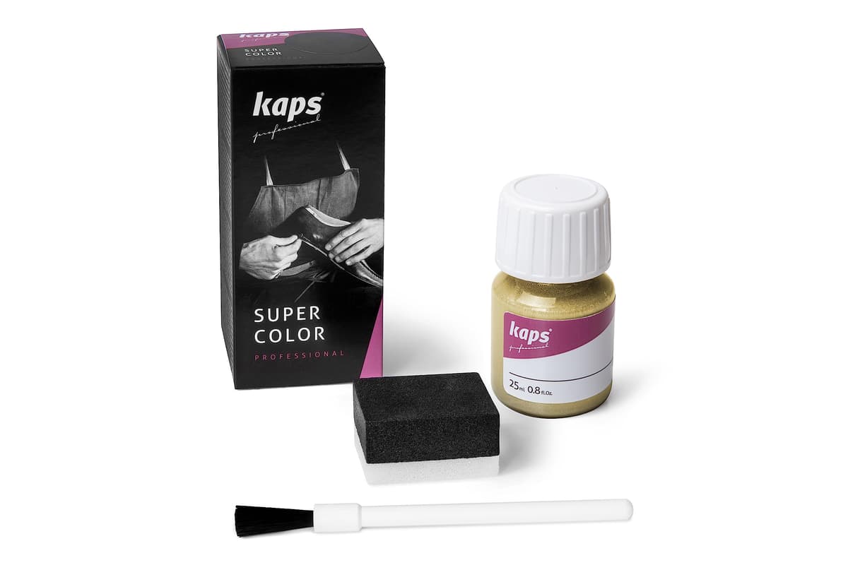 Tinte para Zapatos y Bolsos de Cuero y Textil con Esponja y Brocha, Kaps Super Color, 70 Colores (117 - azul marino) — view 9
