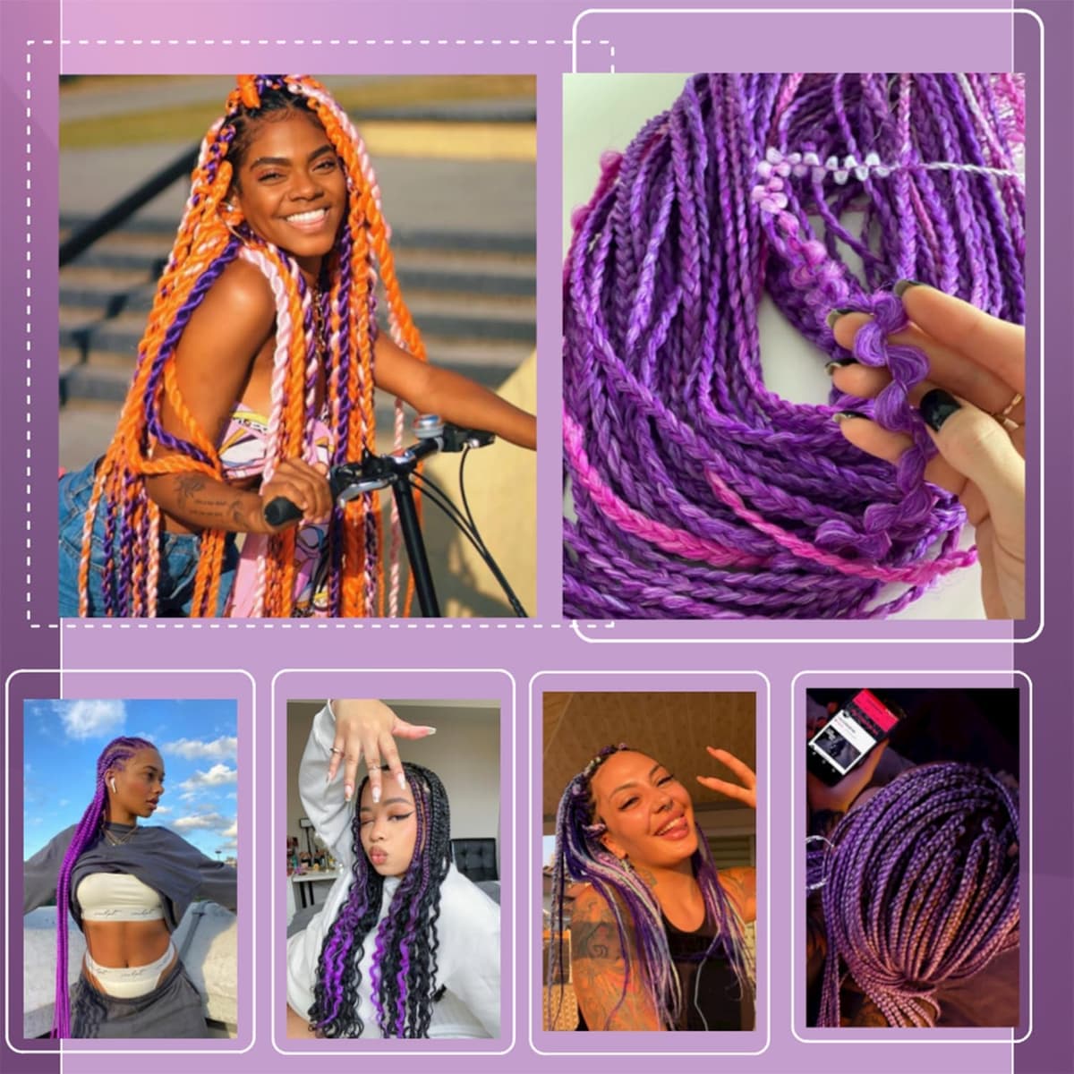 YDDM Capelli Per Treccine Africane Morado Extension Treccine Texture Yaki Easy Install per Principianti 26 Pollici 3 Pezzi Capelli Leggeri e Naturali per Box Braids, Twist e Crochet — view 6