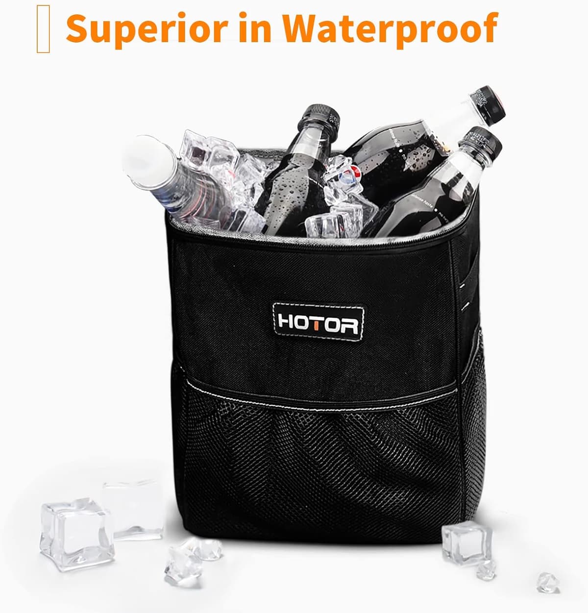 HOTOR Car Bin: Leak-Proof, Foldable, Waterproof Interior Accessory With Lid, Adjustable Straps and Multiple Pockets — view 5