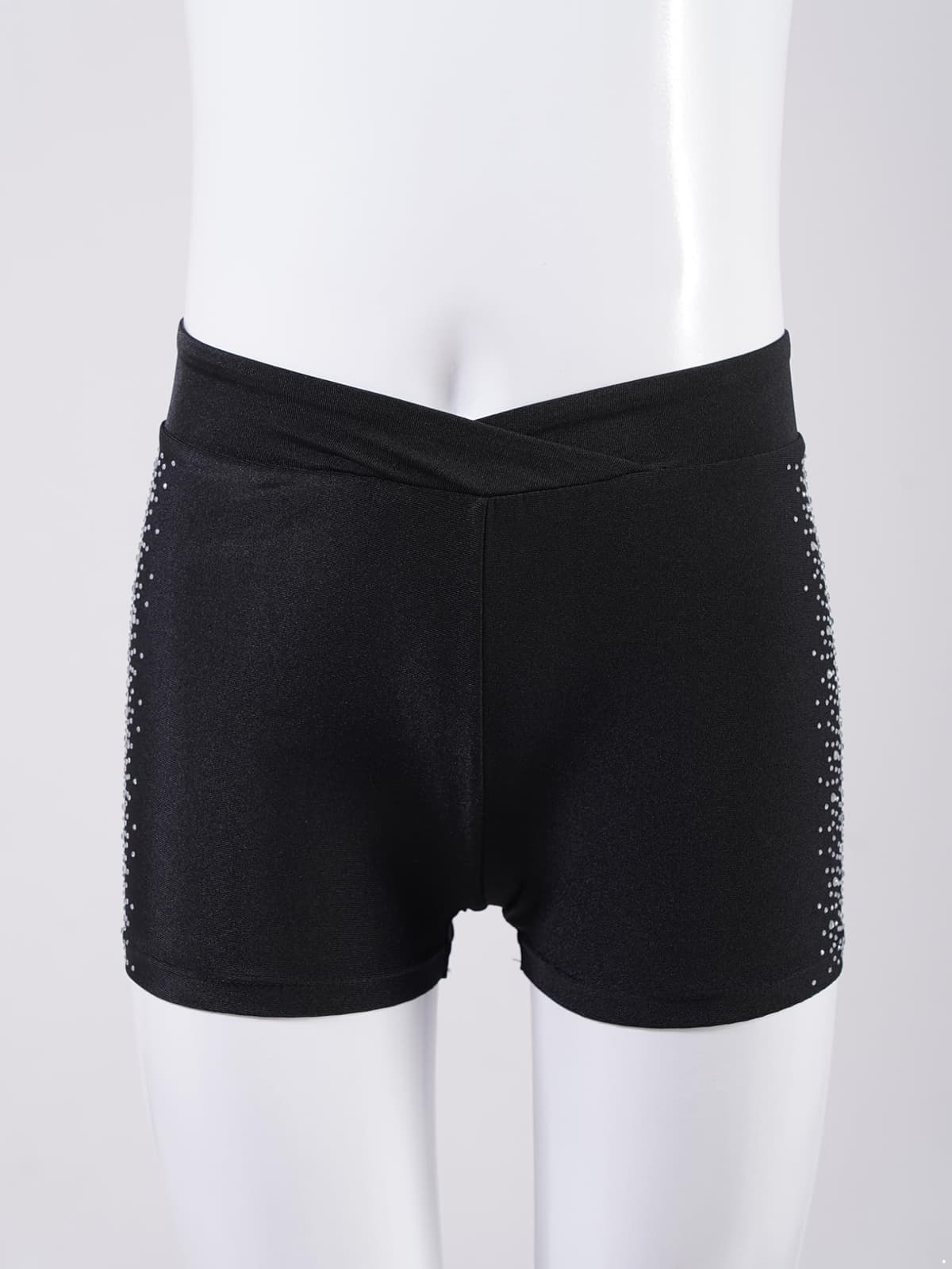 Freebily Pantalones Cortos De Gimnasia para Niñas Leggings Cortos Cintura Alta Mallas De Patinaje Pantalones para Entrenamiento Deportivo — view 4