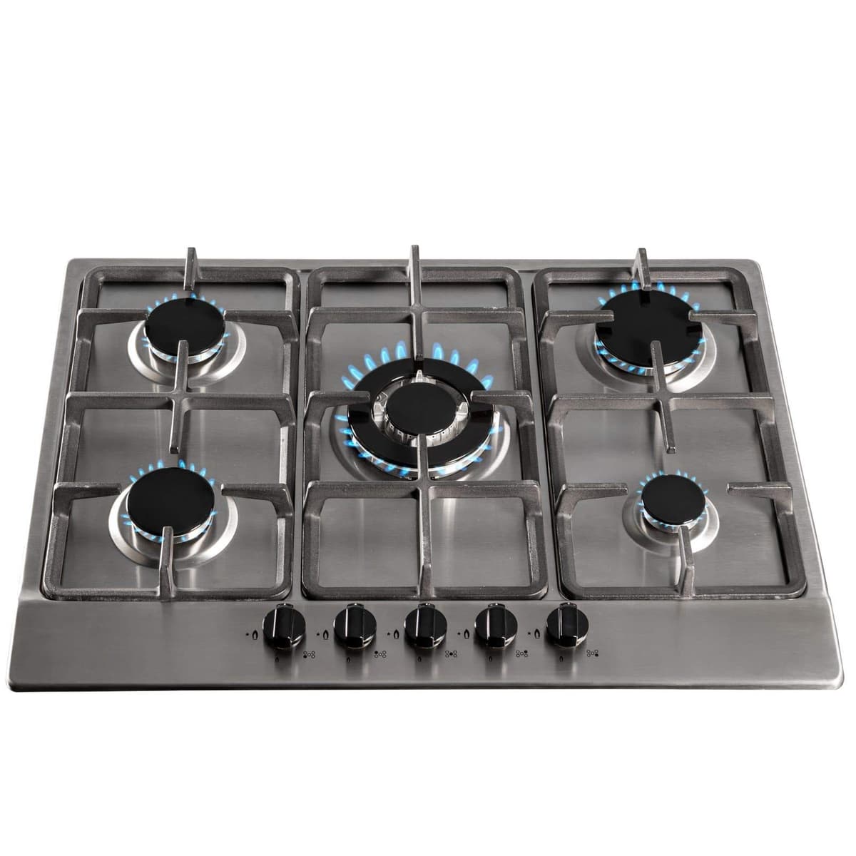 SIA 70cm Stainless Steel 5 Burner Gas Hob And Extractor Chimney Cooker Hood Fan — view 2