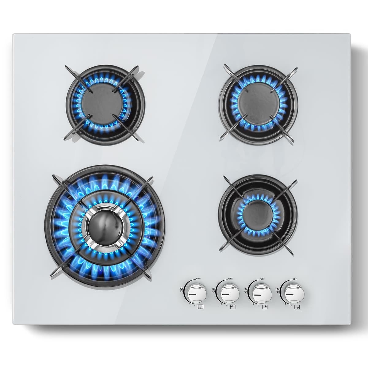 TopStrong Gas Hob 2 burners, 30cm Built in 2 Burners Gas on Glass Hob, NG/LPG Convertible, Flame Out Protection, Cast Iron Supports, 5200W — view 8