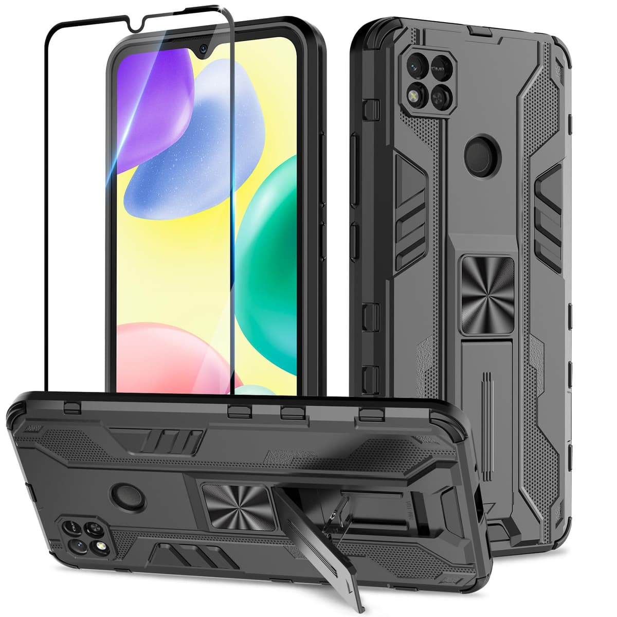 Funda para CMF Phone 2 Pro, Carcasa Antigolpes con Soporte anular metálico, Case Protectora de Grado Militar, Negro — view 476