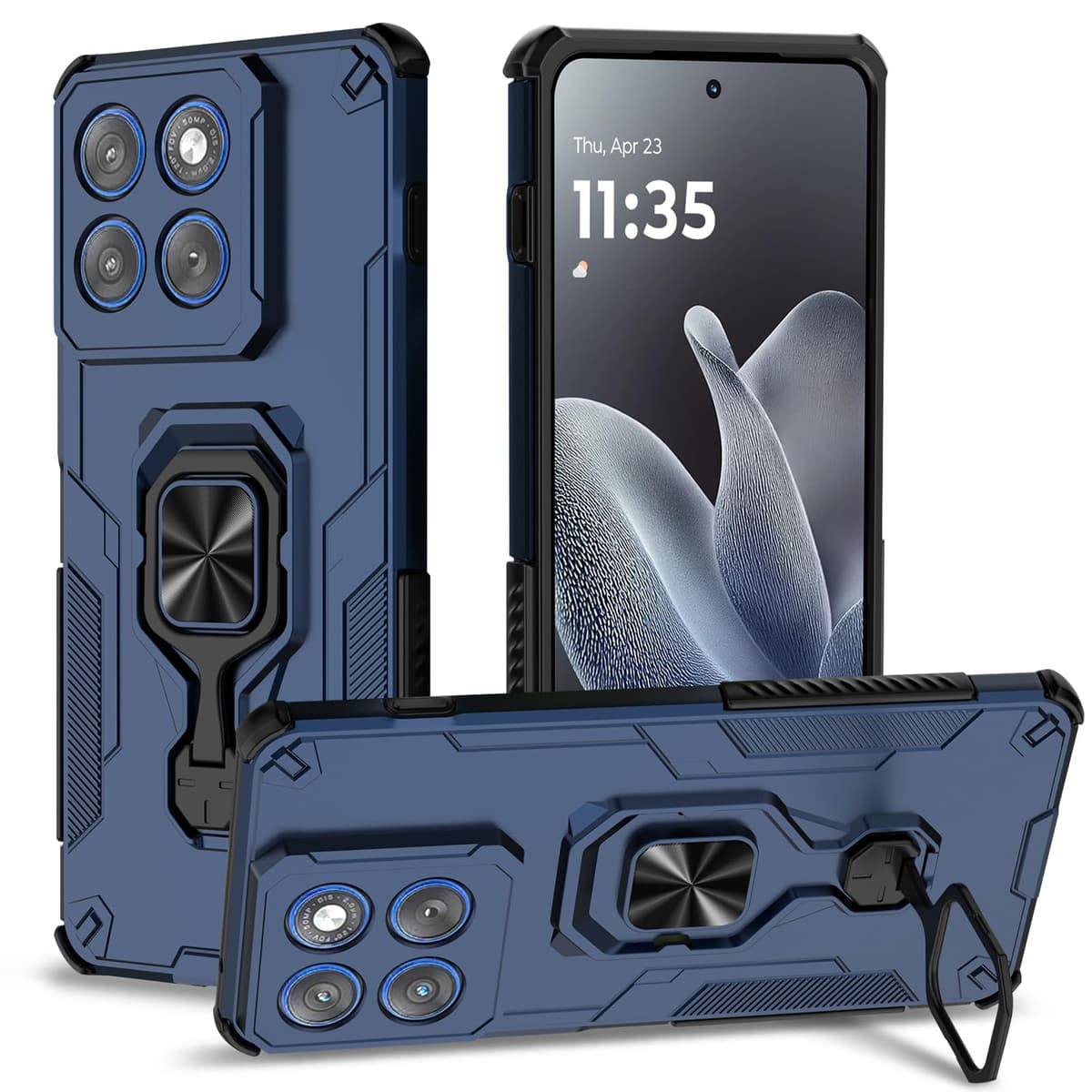 Funda para CMF Phone 2 Pro, Carcasa Antigolpes con Soporte anular metálico, Case Protectora de Grado Militar, Negro — view 1338