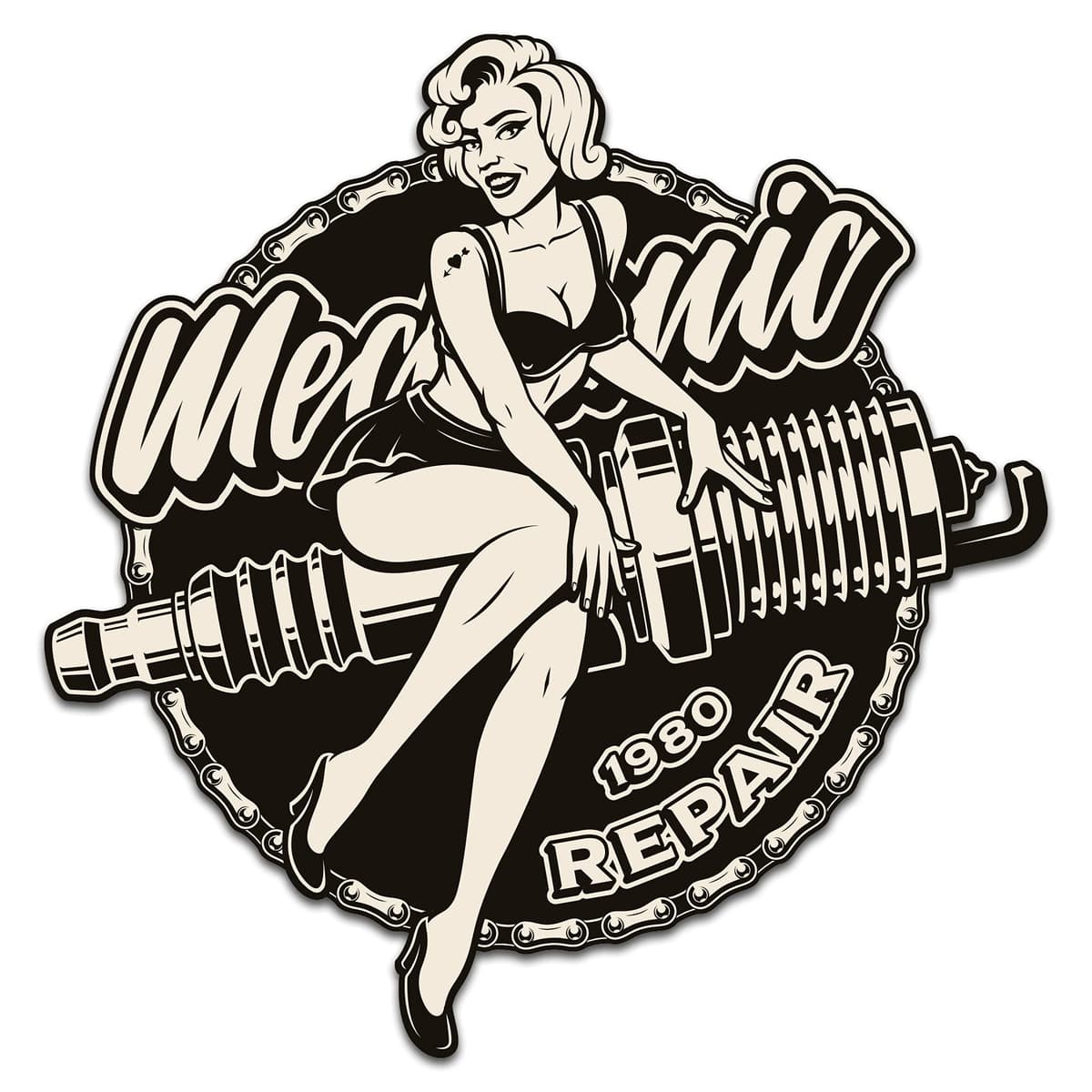 Finest-Folia Pegatina retro vintage Old School Ace Kult Rockabilly — view 45