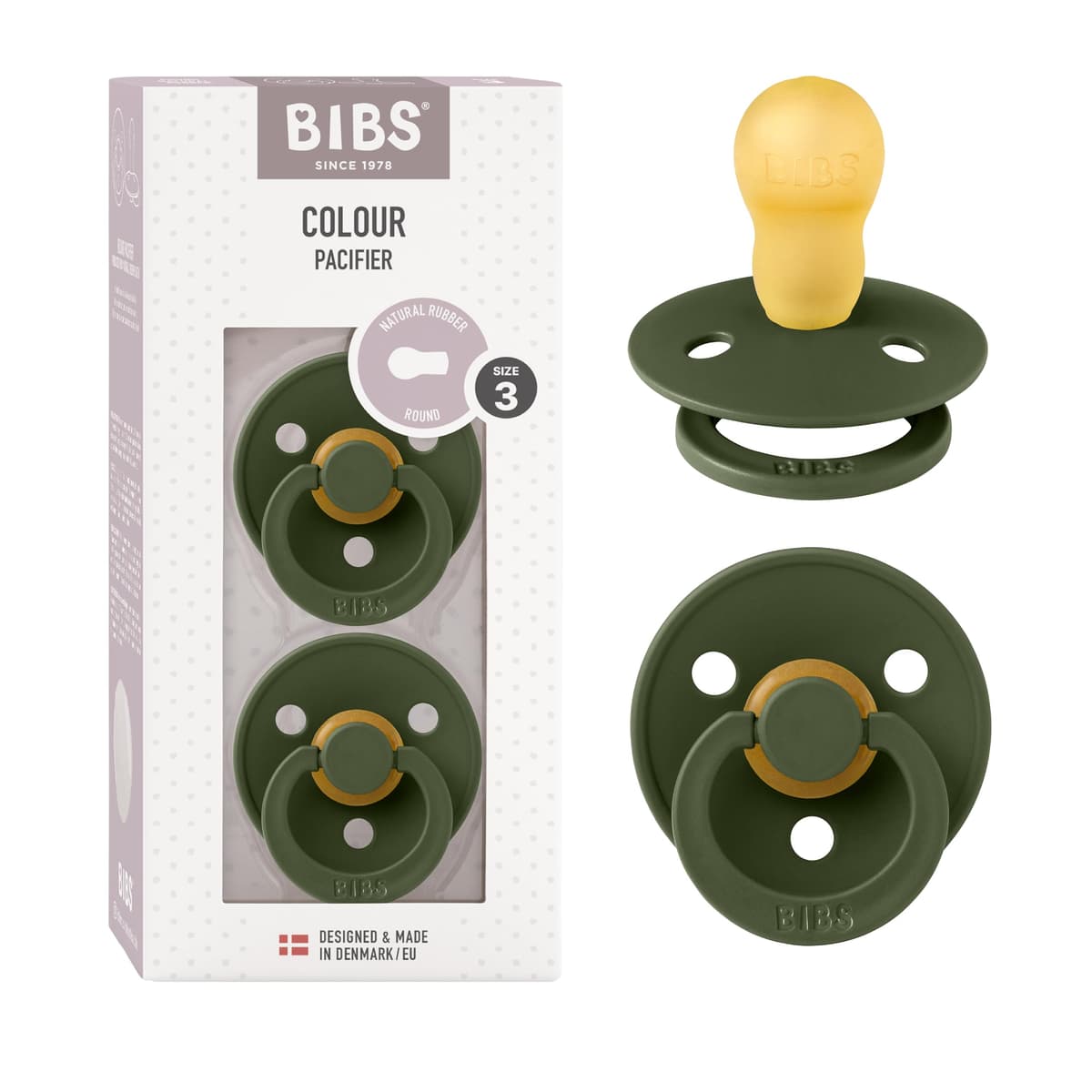 BIBS Colour Soother 2-Pack, BPA Free Dummy Pacifier, Round Nipple. Natural Rubber Latex, Size 2 (6-18 Months), Sky Blue/Steel Blue — view 89