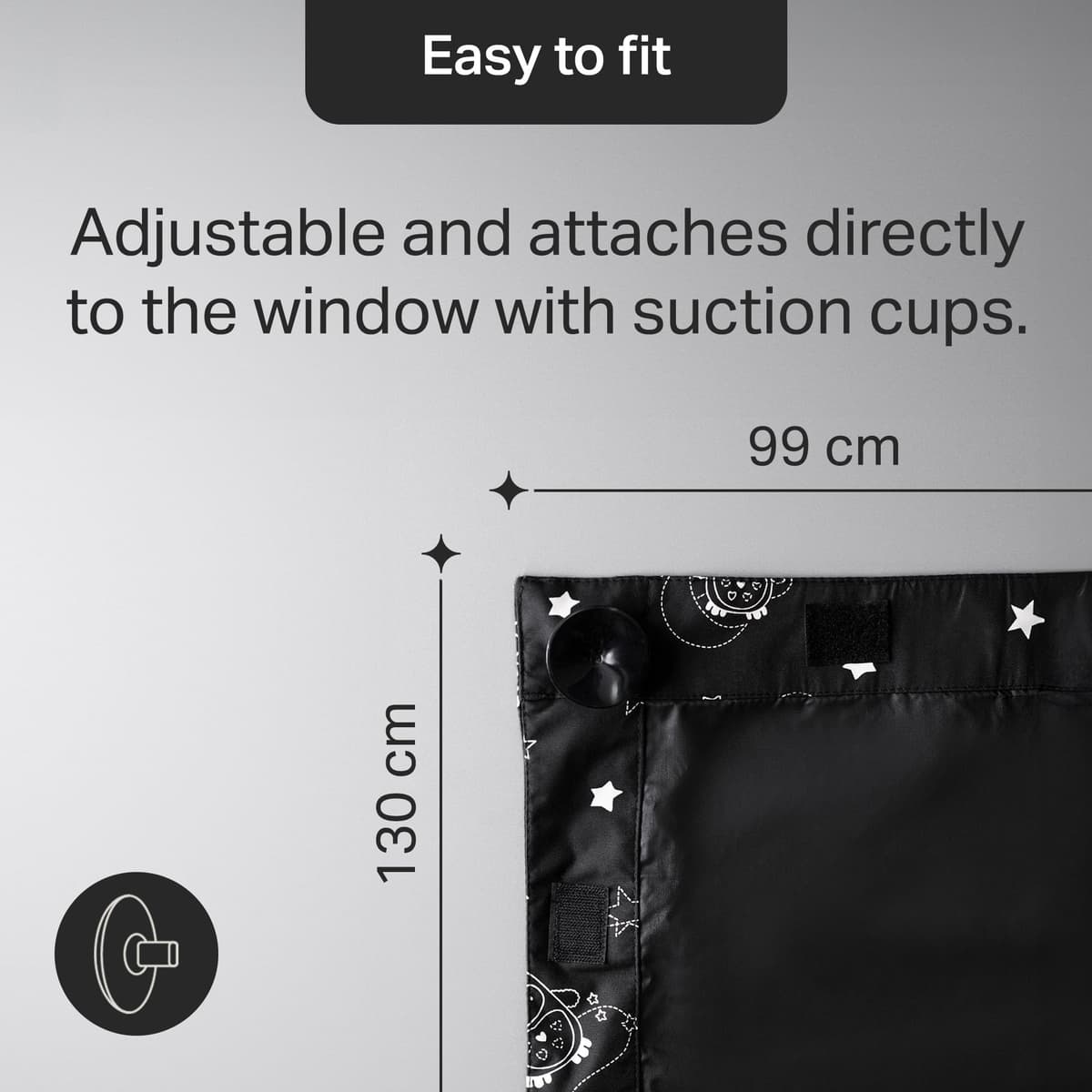 Tommee Tippee Sleeptight Portable Blackout Blind, Medium, 99 x 130 cm, Star and Moon Print, Suction Cups, Lightweight, Adjustable Baby and Toddler Blind — view 4