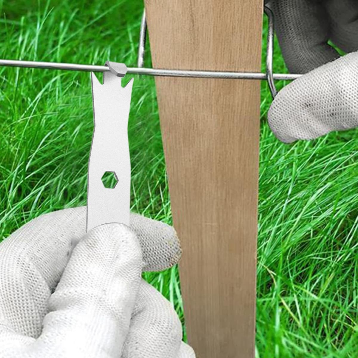 Herramienta tensora de alambre de cerca, acero inoxidable, 15 x 0,91 cm, alta resistencia, herramienta para torcer cables de púa con mango compacto, torcedora de alambre para vallas de granja, vallas — view 3