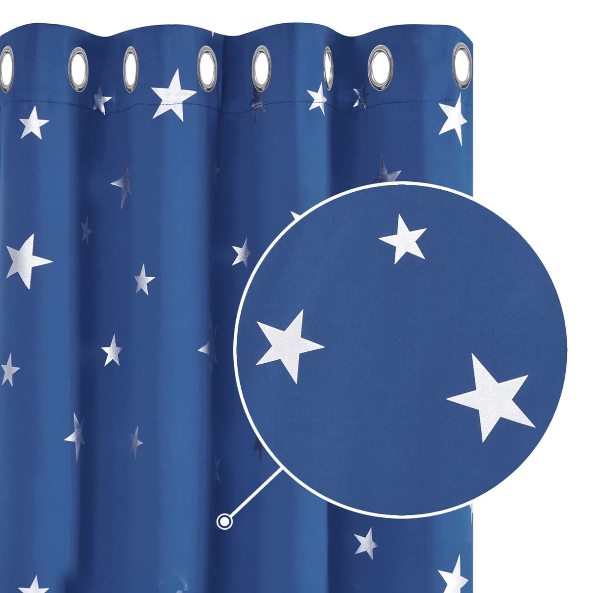 Deconovo Navy Blue Curtains for Living Room Super Soft Thermal Insulated Star Foil Printed Eyelet Blackout Curtains 46 x 54 Inch 2 Panels — view 27