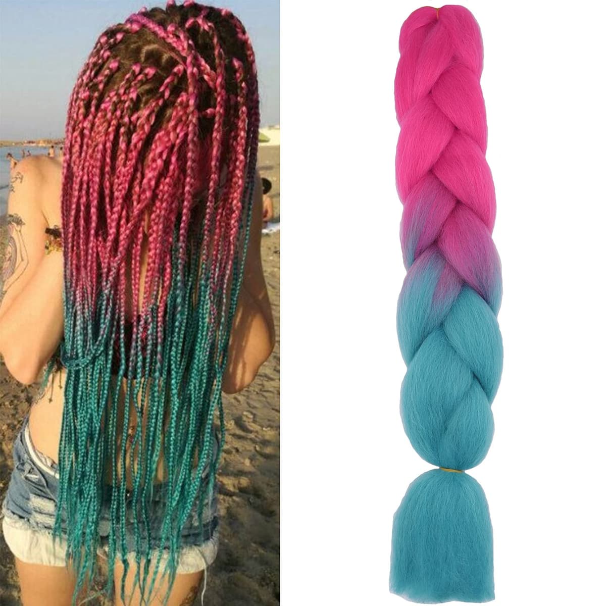 24" Braiding Hair Extension Jumbo Braids Synthetic 3bundles/pack Crochet Hair Afro Box Braid Heat Resistent (Dark Purple) — view 29