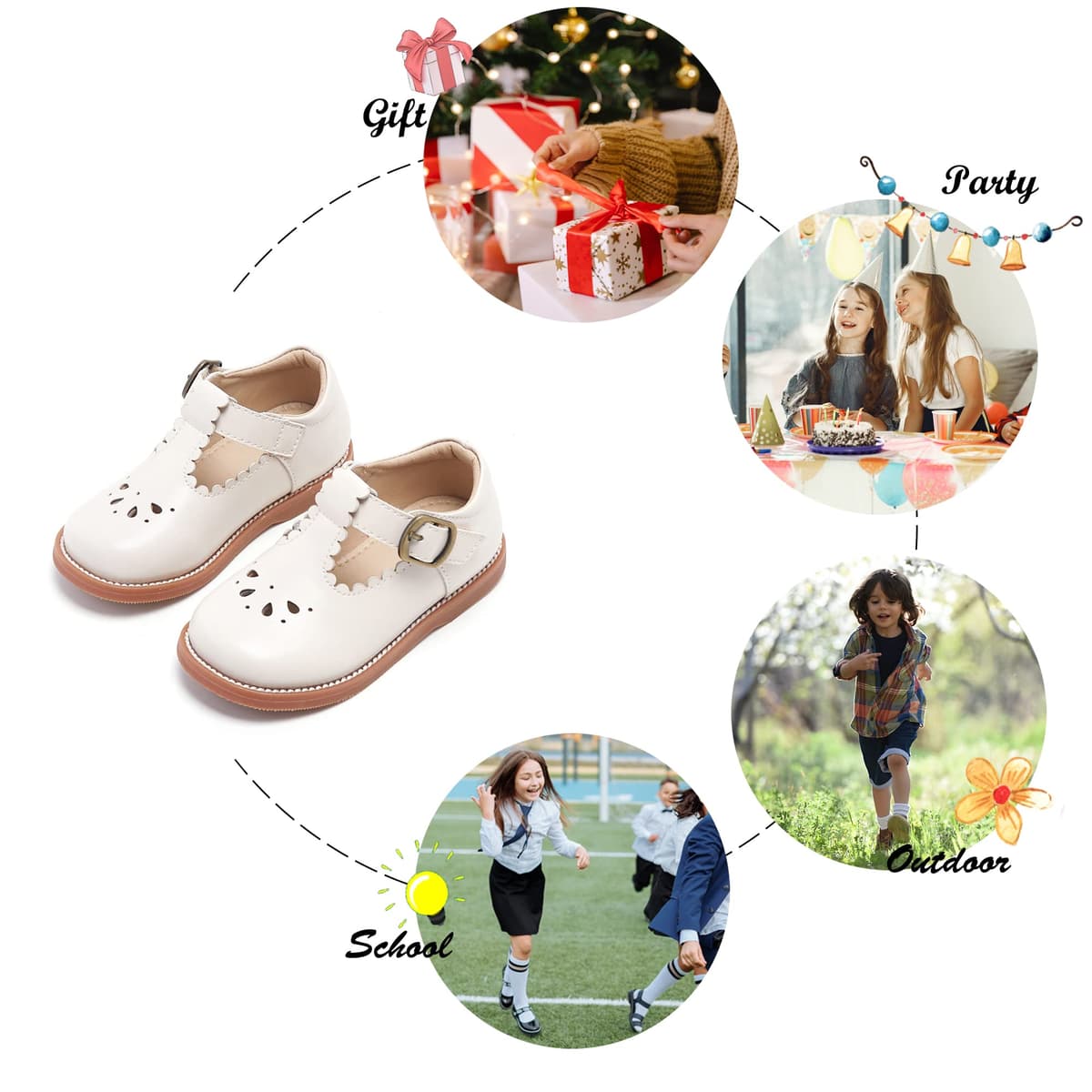 Felix & Flora Toddler Little Girl Mary Jane Dress Shoes - Ballet Flats for Girl Party School Shoes — view 4