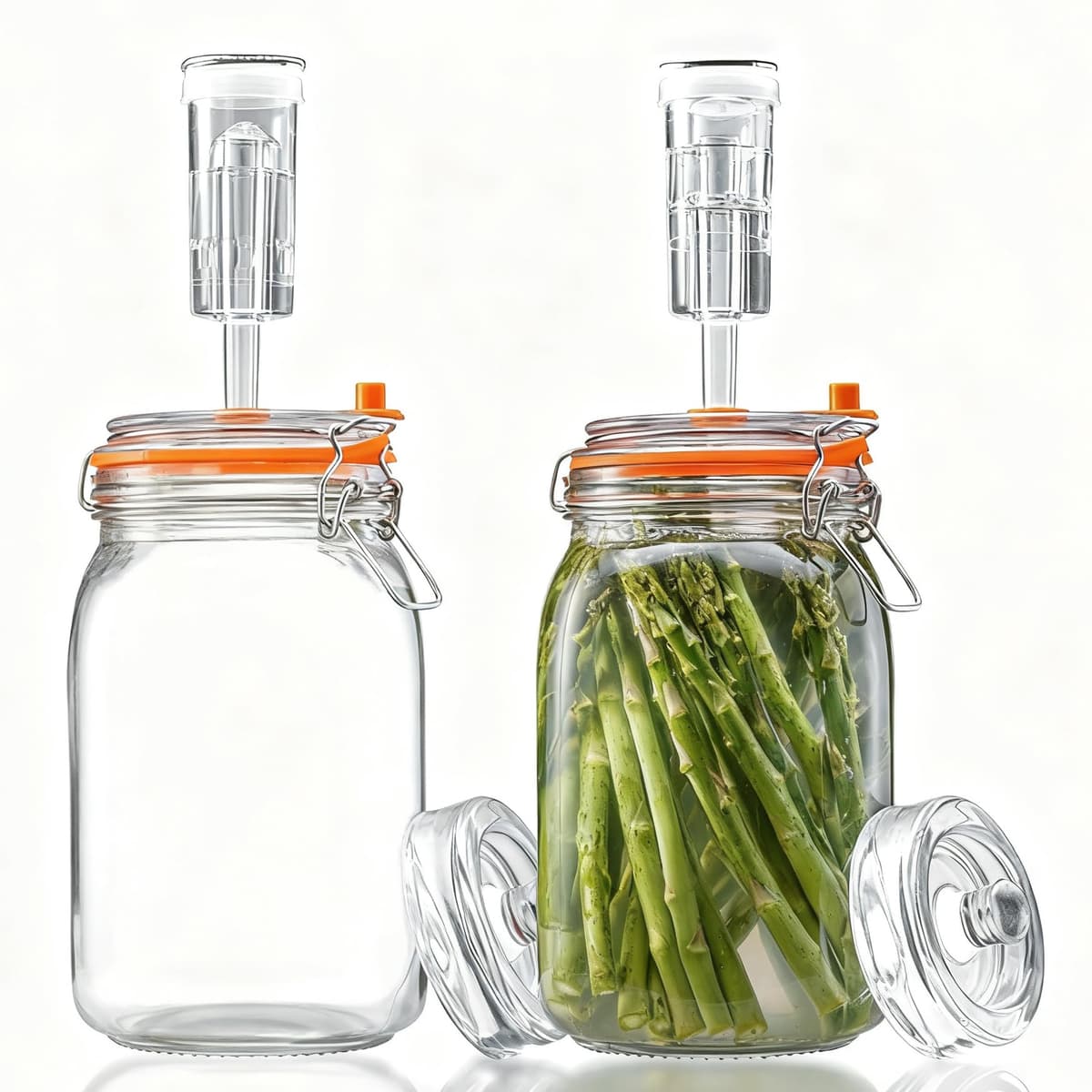 Tarros de Fermentación de 1,5L, con Pesas y Bloqueo de Aire, Kit de Fermentación Apto para Elaborar Marmellata, Kimchi, Yogur, y Kombucha, Paquete de 2
