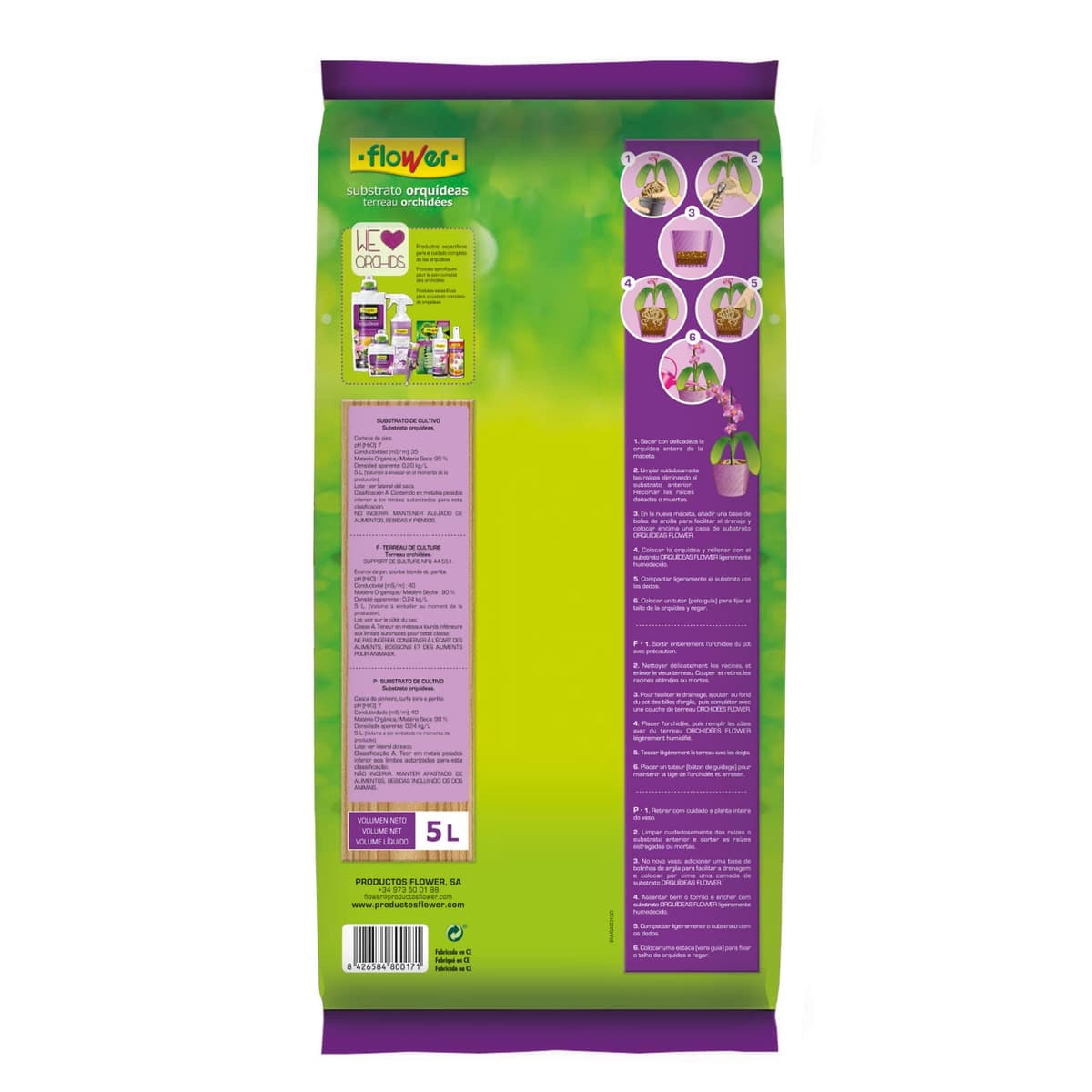 Flower - Sustrato para Orquídeas 5 L | Corteza de Pino para Orquídeas y Plantas Epífitas | Drenaje y Aireación | Retención de Humedad | Desarrollo Radicular — view 2