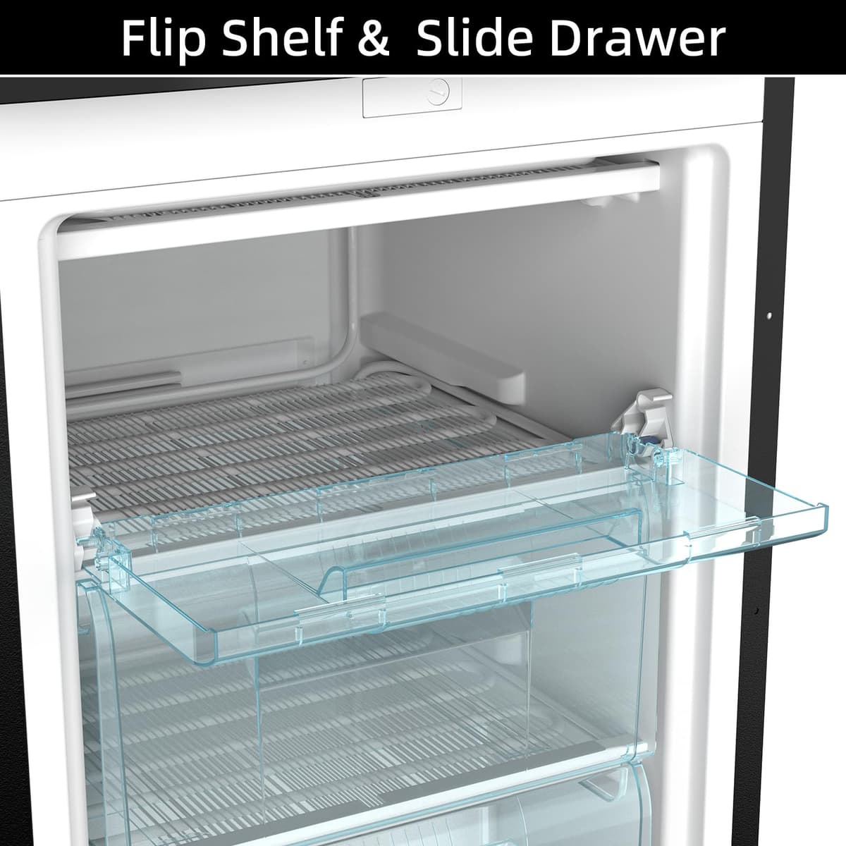CHiQ CSD90D4DU Upright Freezer 90L, Singe Door mini, Reversible Door, Undercounter, Adjustable thermostat, Basement/Home/Student Dorm/Apartment/Office, Black — view 5