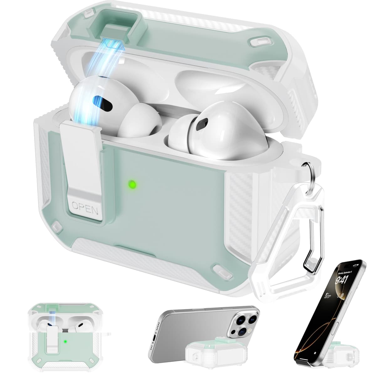 RFUNGUANGO Compatible con Airpods 4 Estuche (2024) con Kit de Limpieza, Clip de Bloqueo Seguro y Estuche de Protección a Prueba de Golpes para Airpods 4ta Generación Lanzamiento 2024,Cielo Estrellado — view 11