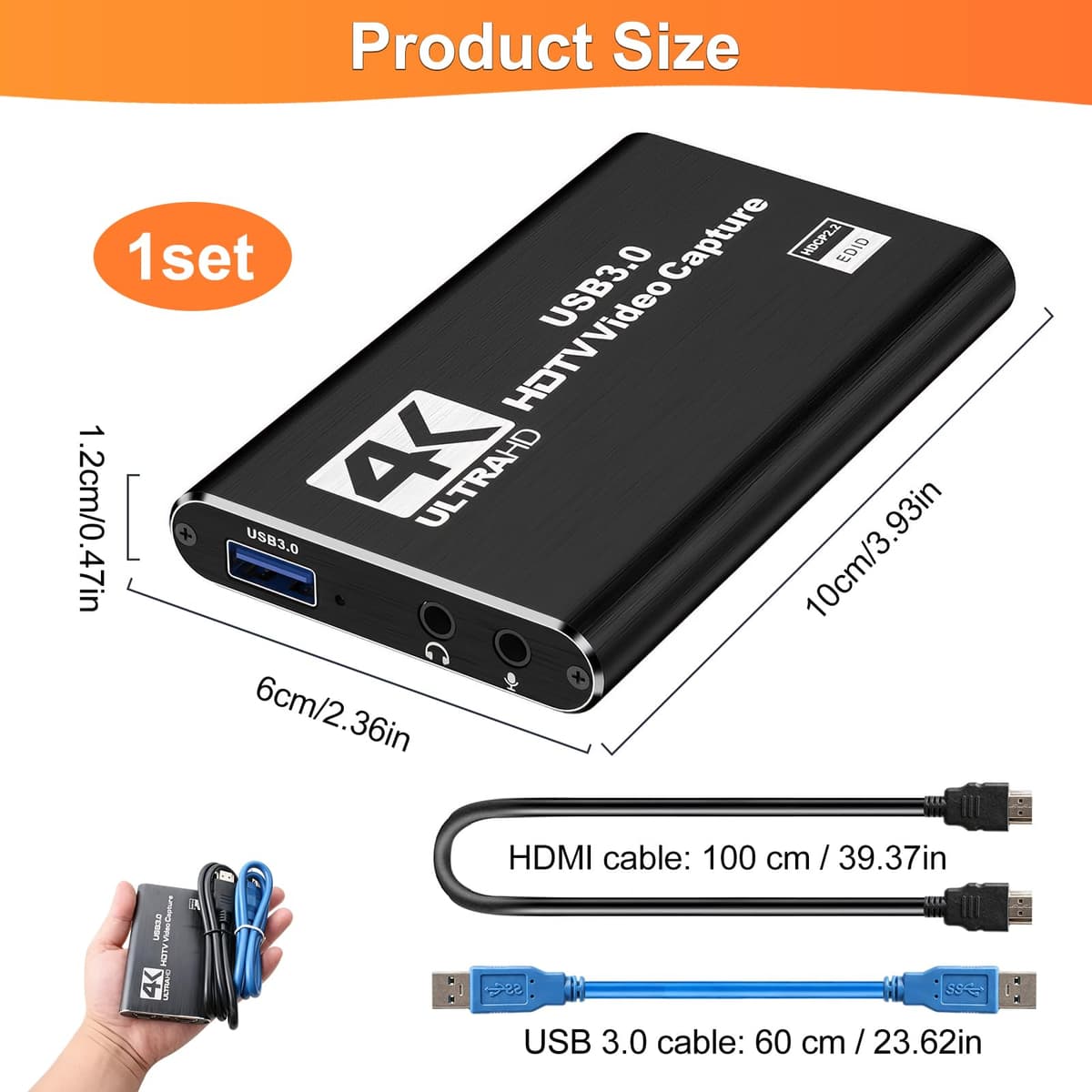 Capturadora Video Capturadora Audio y Video USB 3.0 Tarjeta de Captura 4K HDMI Loop-out 1080P 60FPS/2K 30FPS Captura de Videojuegos para PS5/Switch/cámara/PC/OBS/Xbox — view 2