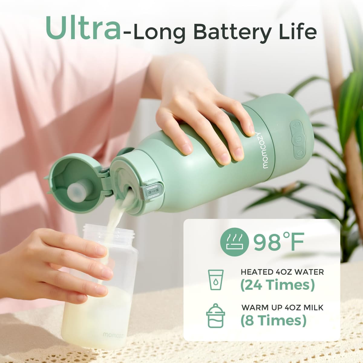 Momcozy Portable Bottle Warmer for Travel – Dual Heating Modes for Breast Milk & Water, Portable Milk Warmer with Fast Heating & Long Battery Life, 500ml Large Capacity to Meet Your All-Day Needs — view 7
