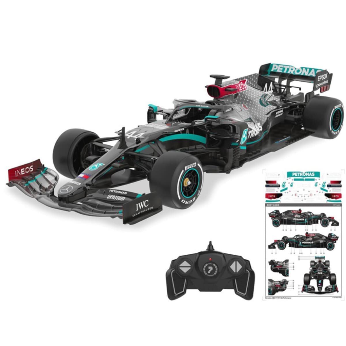 Mercedes F1 Coche teledirigido AMG F1 W11 EQ (Escala 1:18) Coche teledirigido de 2,4 GHz con Licencia Oficial Benz de Carreras Modelo de Juguete Pilotos - Lewis Hamilton + George Russell Conducen