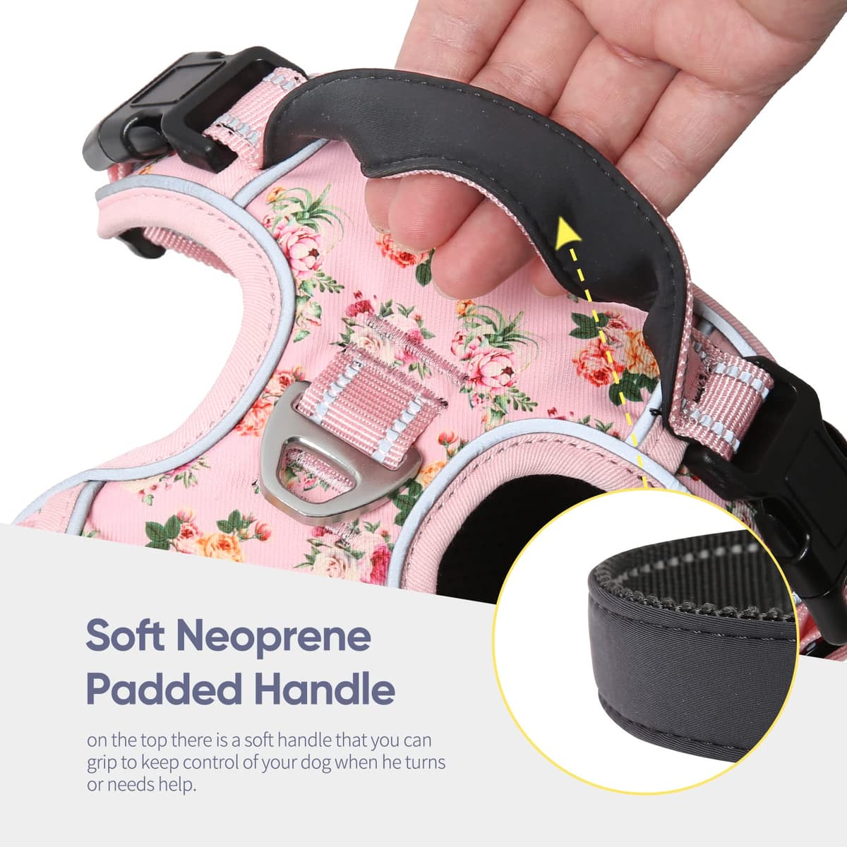 HEELE Dog Harness Medium No Pull Dog Vest Harness with Soft Handle Reflective Pet Harness for Outdoor Training Walking, Black, M — view 82