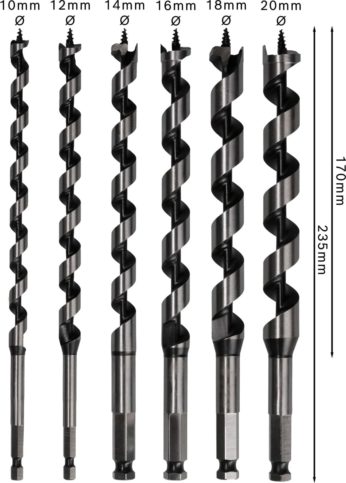 Bosch Professional 2 607 019 322 - Set de 6 brocas salomónicas - 10; 12; 14; 16; 18; 20 mm/235 mm (pack de 6), Acero Inoxidable — view 3