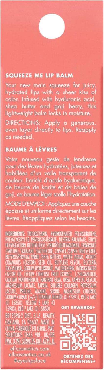 e.l.f. Squeeze Me Lip Balm, Moisturising Lip Balm For A Sheer Tint Of Colour, Infused With Hyaluronic Acid, Vegan & Cruelty-free, Strawberry Strawberry 1 Pack — view 7