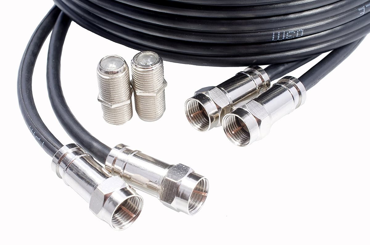 10m Black Twin Satellite Shotgun Cable Extension Kit With Premium Grade Fitted Compression F-connectors As Used By The Professionals For Sky+ , HD , Freesat Allows You To Relocate Your Existing Box , Kit Consists Of 10m Sky Double Coax , 20 x Cable Clips , 4 x Connected Compression F-connectors , 2 x F-connector Couplers — view 4