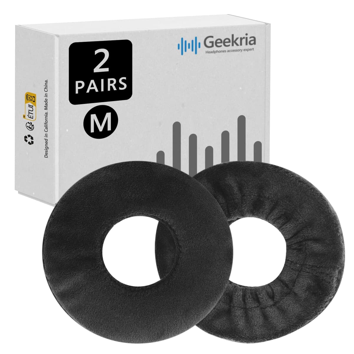 GEEKRIA 2 Pares de Fundas de Terciopelo para Auriculares, Protectores Sanitarios Lavables y elásticos para Almohadillas para Auriculares supraaurales, Cubierta contra el Sudor para Calidez y c — view 2