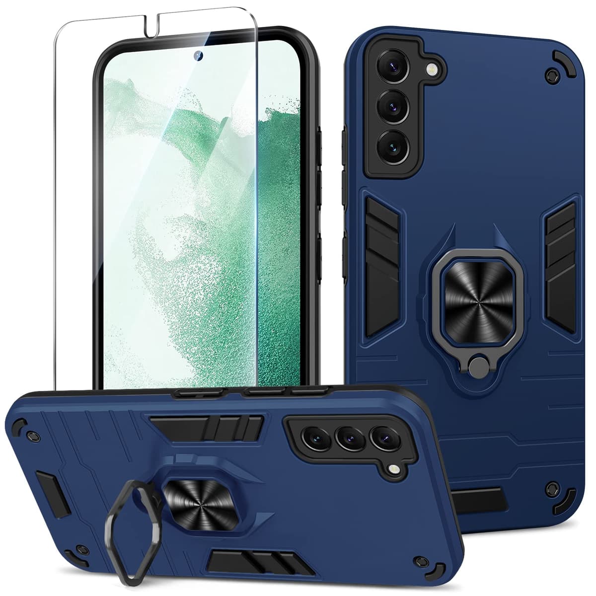 Funda para CMF Phone 2 Pro, Carcasa Antigolpes con Soporte anular metálico, Case Protectora de Grado Militar, Negro — view 690