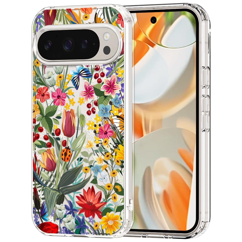 MOSNOVO Case for Google Pixel 9 & Pixel 9 Pro, [Buffertech 6.6ft Military-Grade Drop Protection] [Anti Peel Off Tech] Clear TPU Bumper Phone Case Cover Design - Eucalyptus — view 77