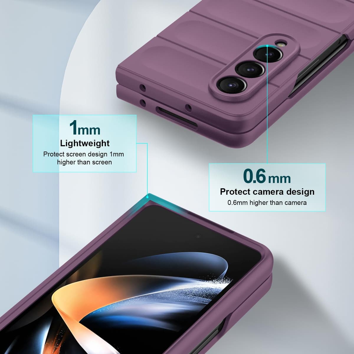Case for Samsung Galaxy Z Fold 4, Hard PC Slim Fit Bumper Case, Anti-Scratch Shockproof Protective Phone Cover, Purple — view 4