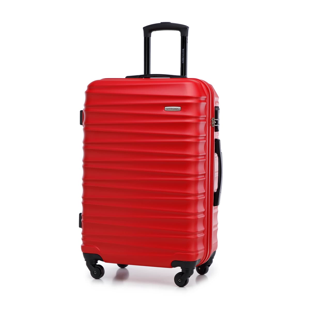 WITTCHEN Maleta Grande Trolley ABS rígido para facturación con 4 Ruedas giratorias Cerradura de combinación asa telescópica Groove Line Negro Ryanair/Vueling/Iberia/easyJet/Iberia Express — view 16
