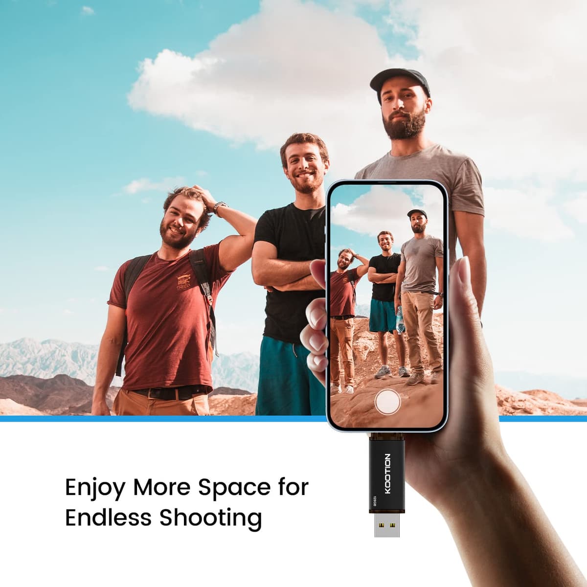 KOOTION Memoria USB de 128 GB, USB C OTG 2.0, 2 en 1, 128 G, Unidad Flash Tipo C Flash Drive 128 Gbyte con Llavero Impermeable para PC/portátil, teléfono móvil Tipo C — view 5