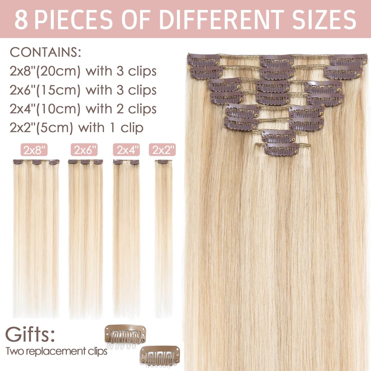 Silk-co 10inch Hair Extensions Clip in Hair Extension Human Hair #04 Medium Brown -Basic Thickness-Thin Weft- 8 Pieces Real Remy Straight Hair Extensions[50g] — view 60