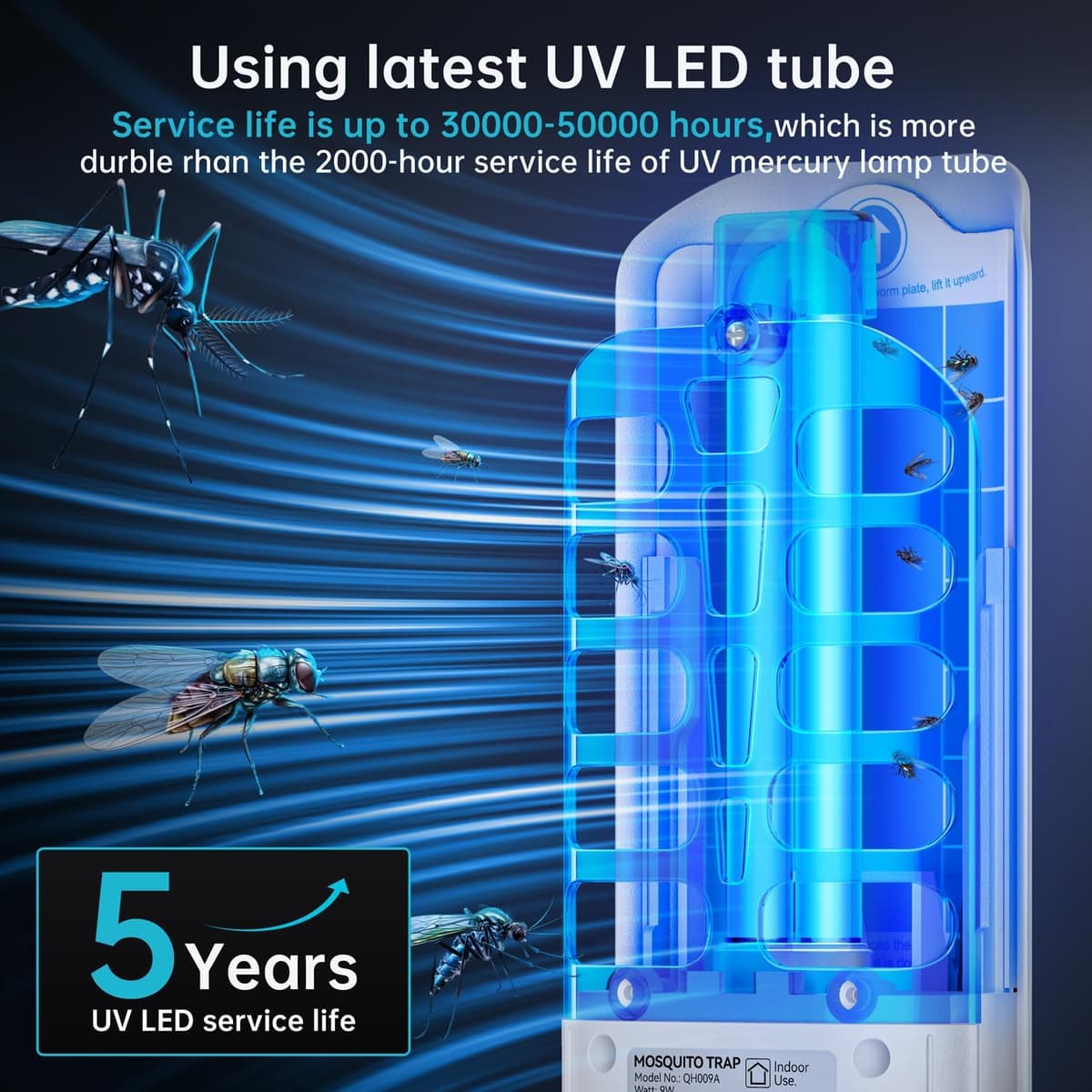Fruit Fly Traps Indoor for Home: Plug in Mosquito Bug Zapper Gnat Moth Catcher with 9W Night UV Light, 2 Devices 20 Sticky Glue Board Refills for Indoors Flying Insect Trap 2PC-White — view 5